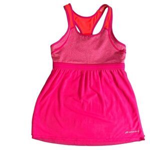 Brooks Running tank top sheer racer back orange fuchsia size small